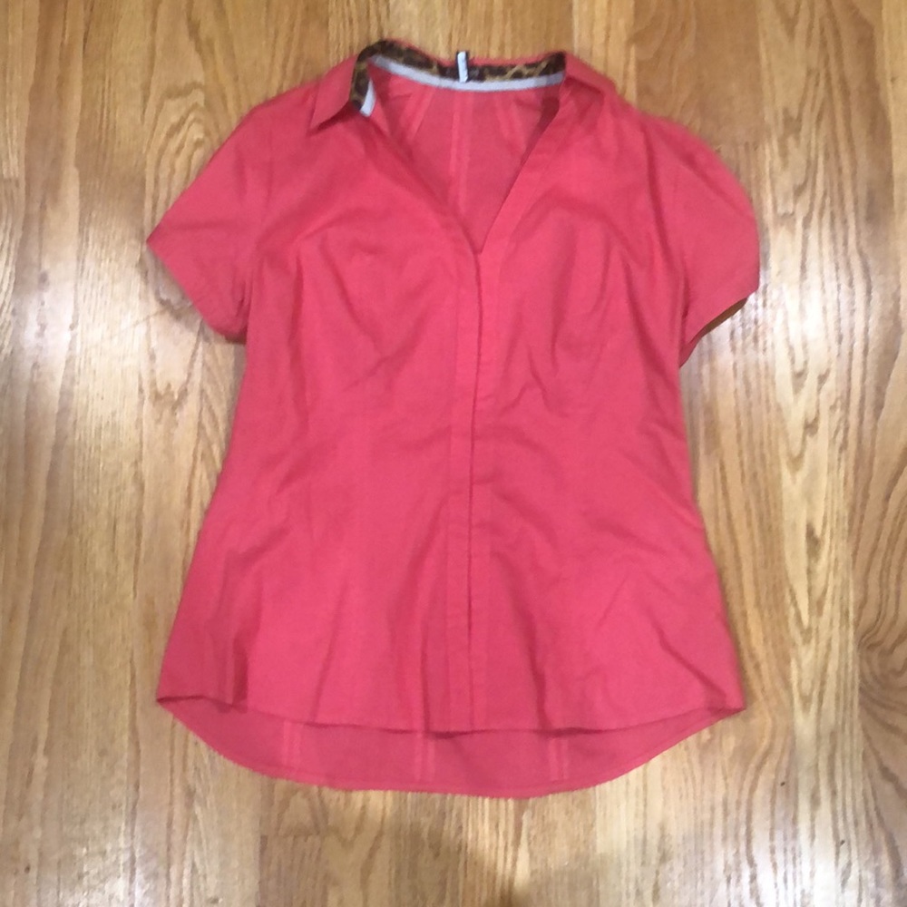Pink Button Down Express Shirt With Metal Detailing